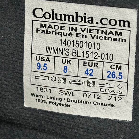 Columbia Ice Maiden Winter Boot Black Suede Leather Waterproof Faux Fur Size 9.5 - Picture 7 of 8